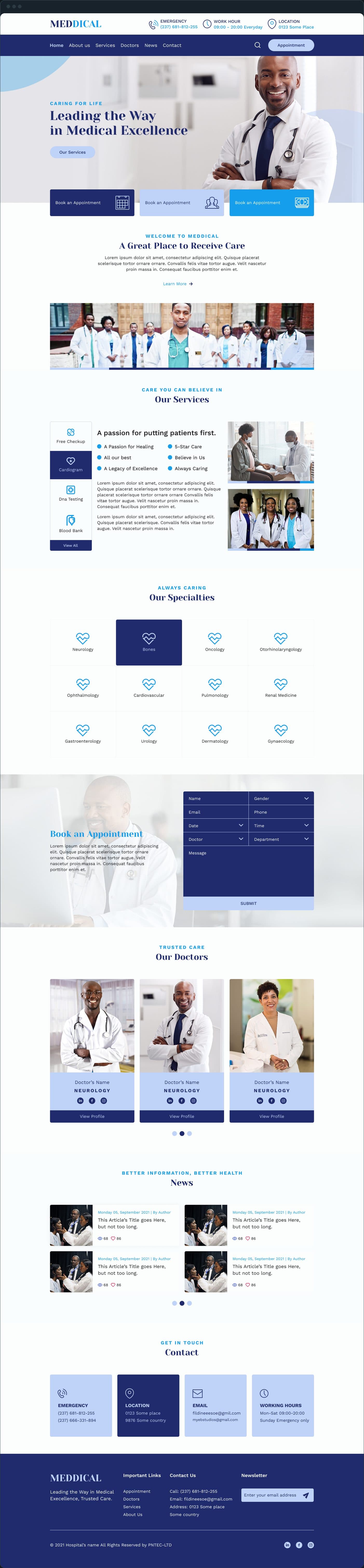 Doctors' clinic website: What does the home page say first?