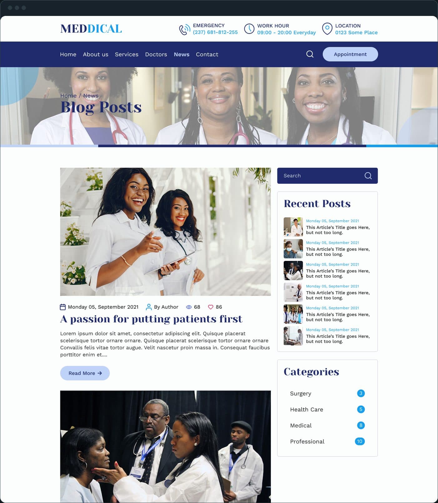 Doctors' clinic website: What about news and contact?