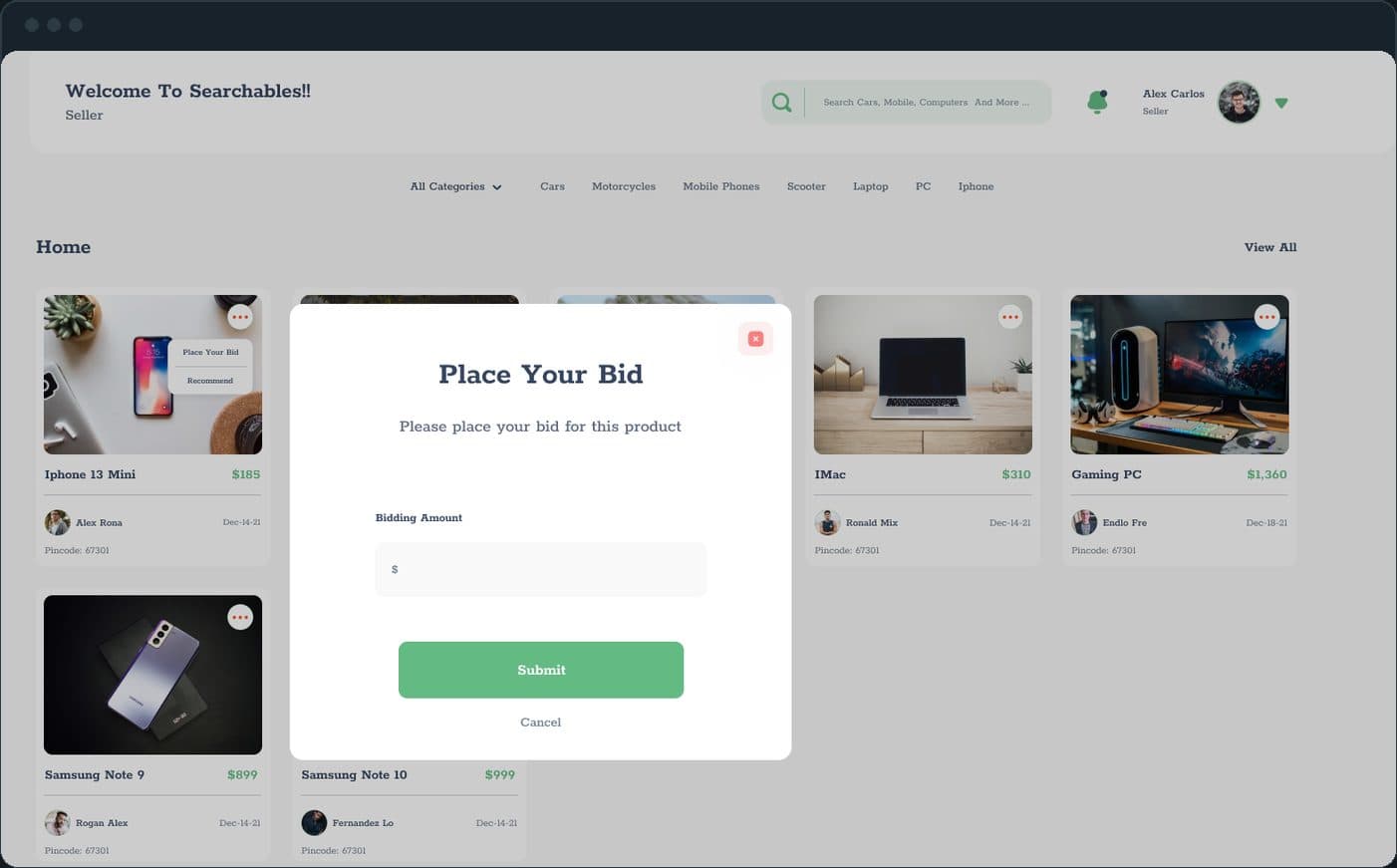 Searchables: How does a seller bid on a buyer's request?