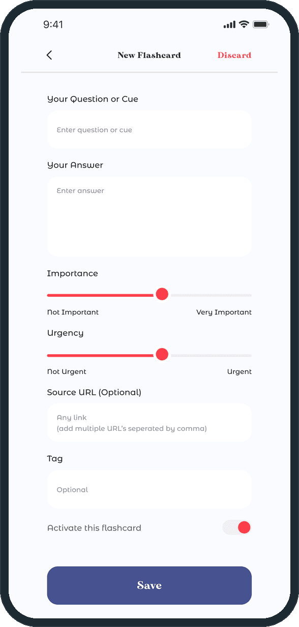 Unforgettable App: What goes into a flashcard?