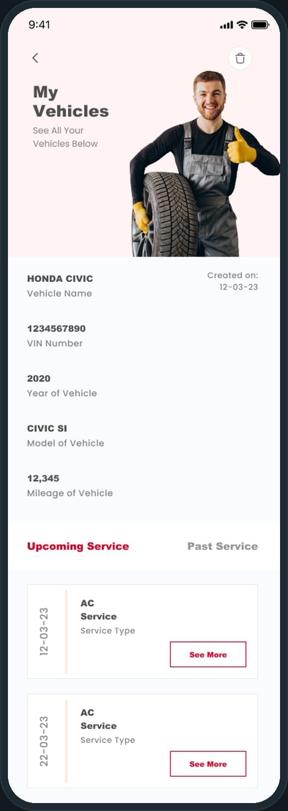 AutoAide: What does one vehicle's record hold?
