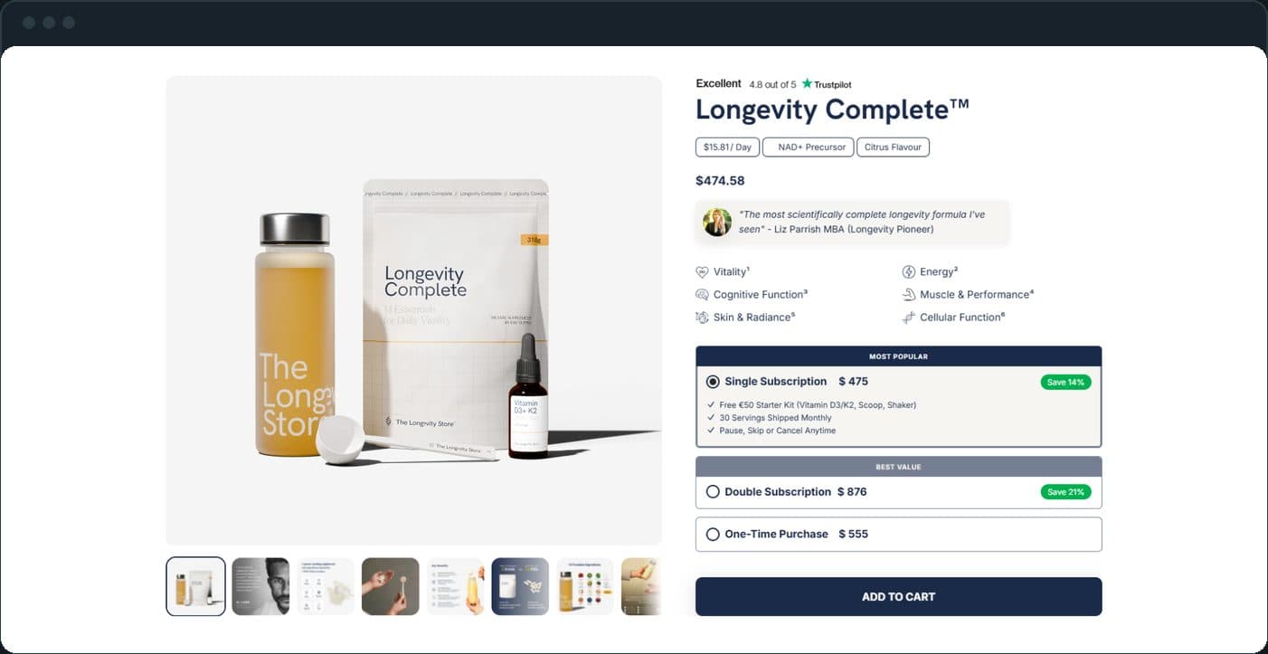 The Longevity Store: How does a visitor buy?