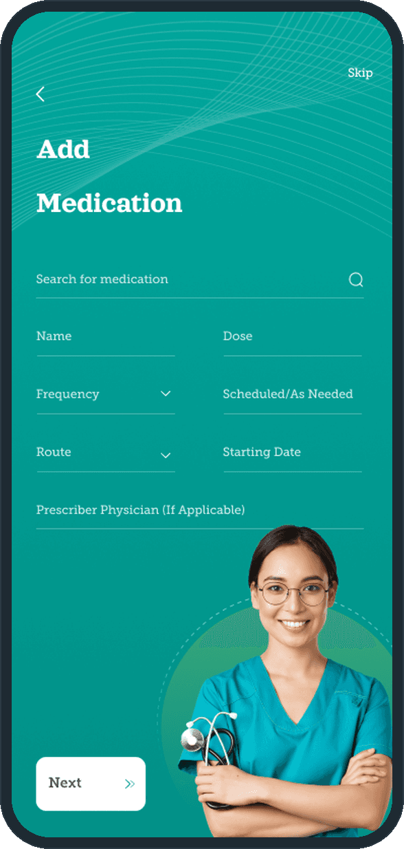 Maestro: What health details does the app hold for a patient?
