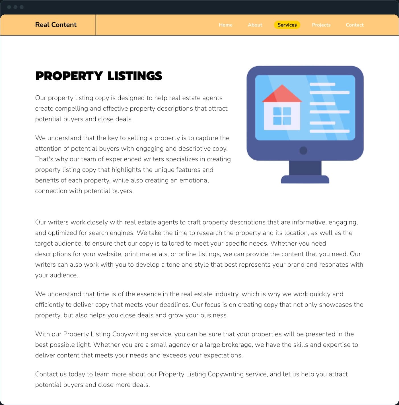 Real Content: How are the listings and the agent profiles written?