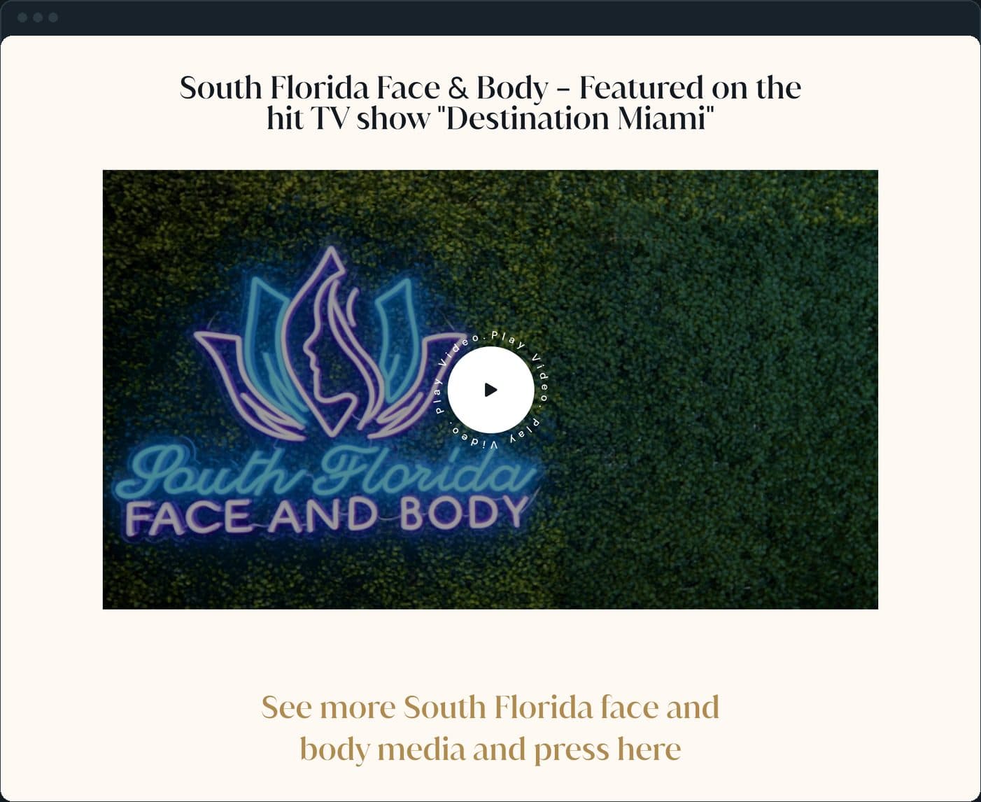South Florida Face and Body: How does the page end?