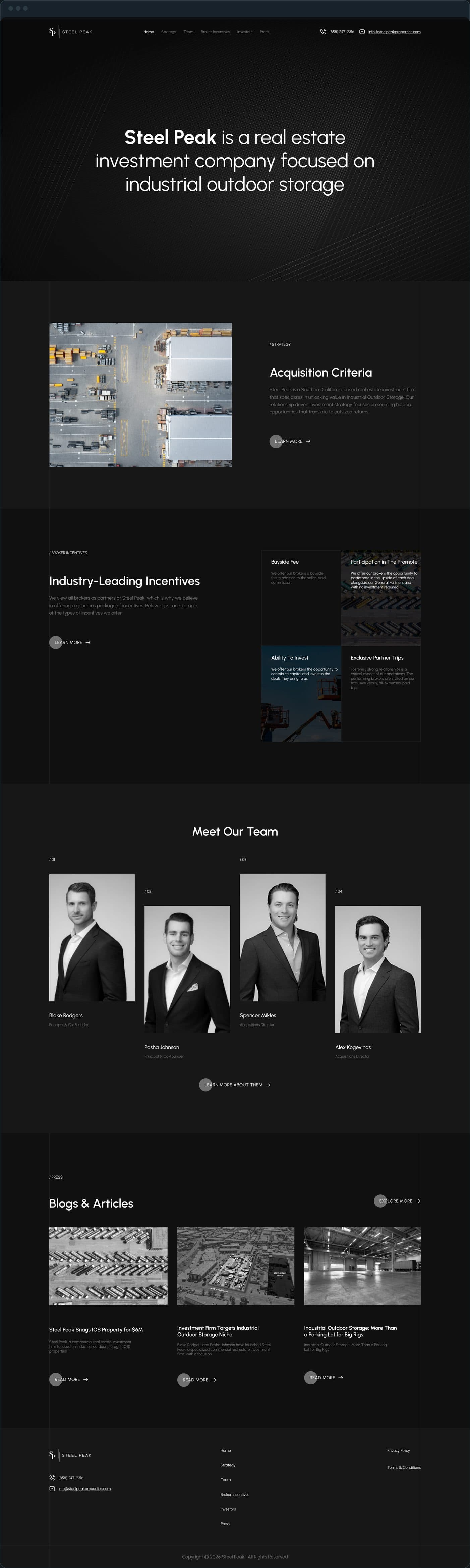 Steel Peak: What does the home page say, top to bottom?