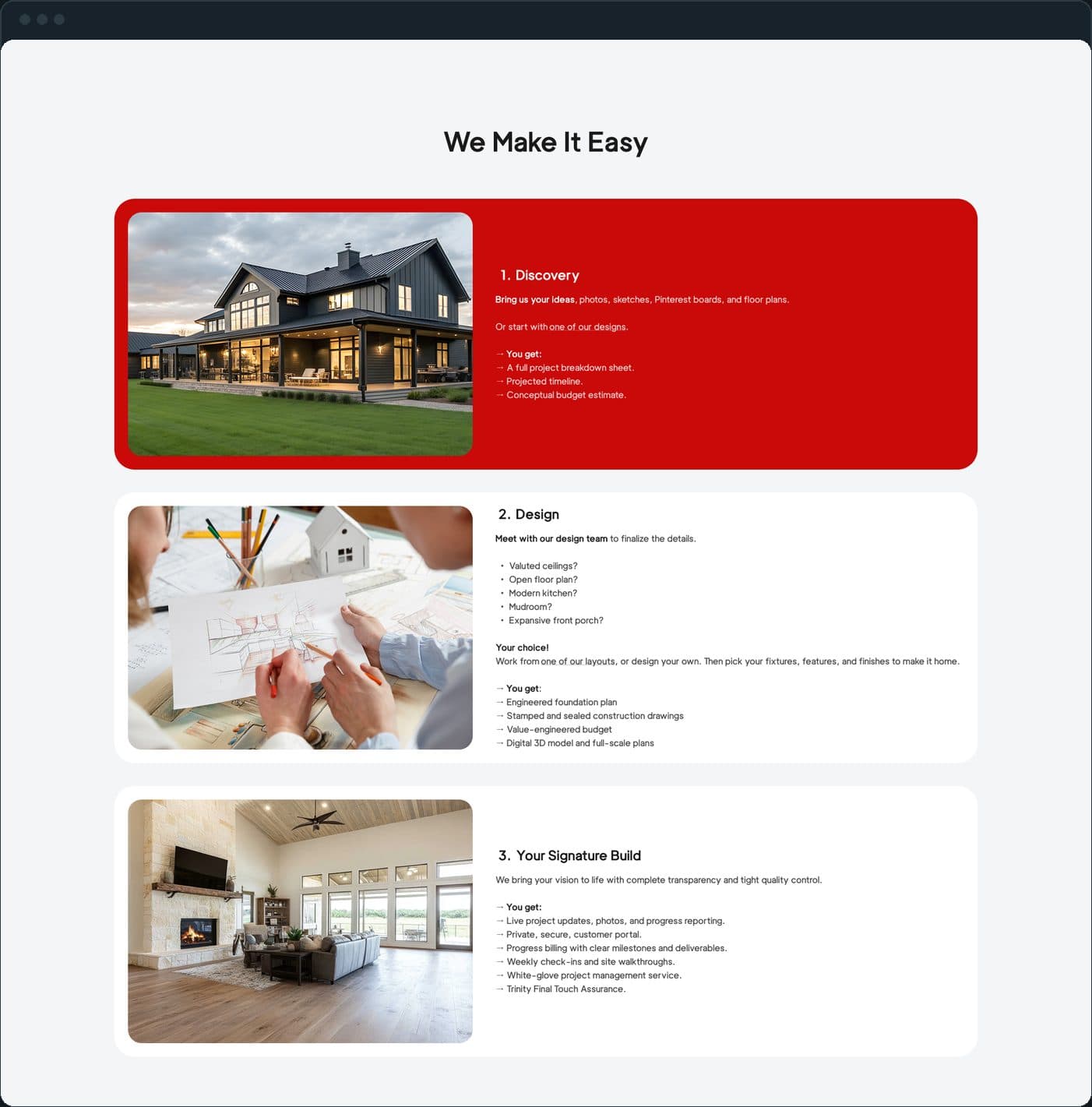 Trinity: How does the page explain the build process?