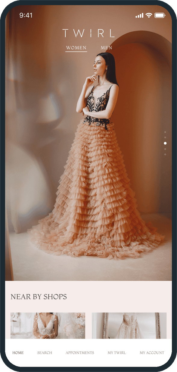Twirl: What does a bride see when Twirl opens?
